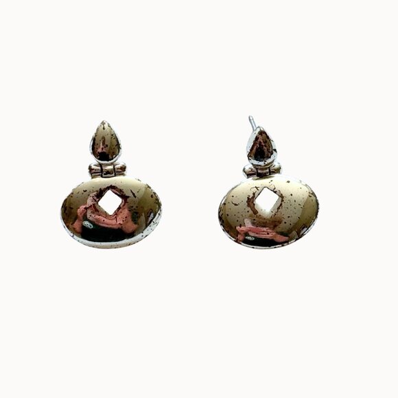 Vintage 1980s Statement Dome Earrings with Cutout Detail - Picture 1 of 4